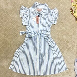 Little girl white and blue dress